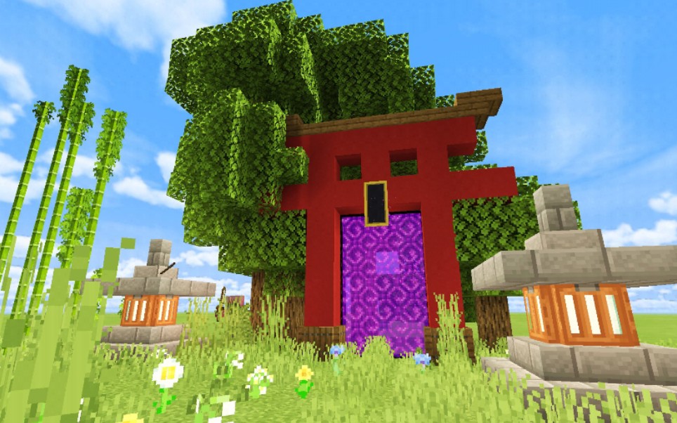 【minecraft】如何做鸟居地狱门(带景观)