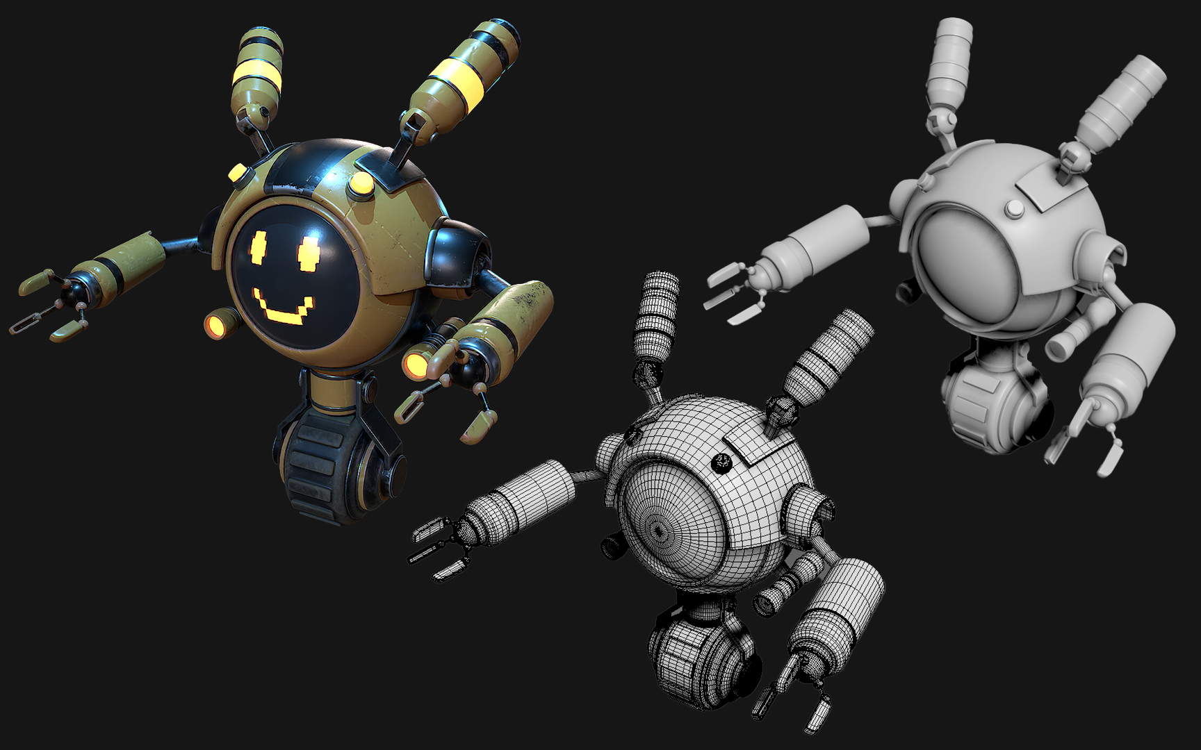 【3dmax】次世代建模全流程 3dmax机器人模型制作 材质渲染教程!