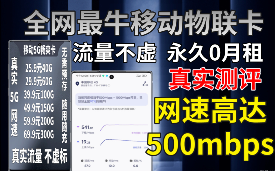 全网最屌移动流量卡物联卡,真实测评,流量不虚、不限速,不预存哔哩哔哩bilibili