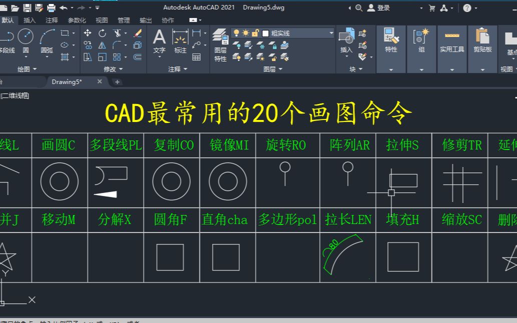 20个最常用的CAD画图命令,这5个你都学会了吗?哔哩哔哩bilibili