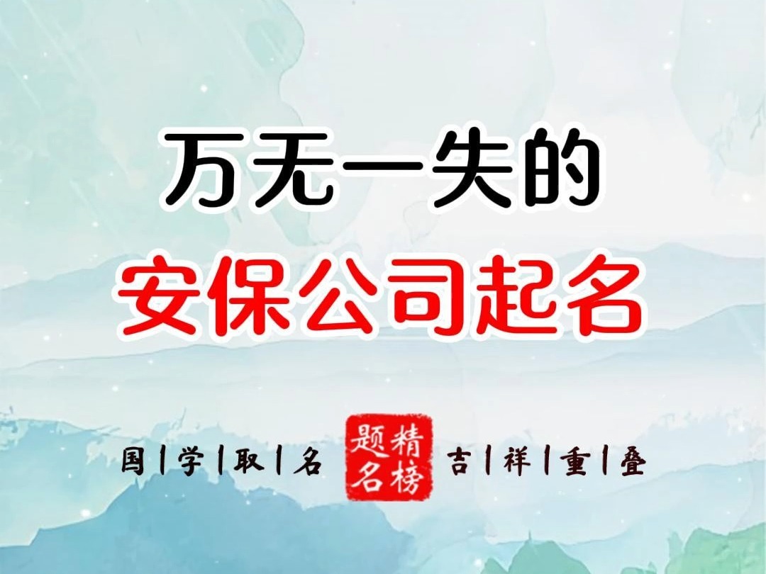 万无一失的安保公司起名哔哩哔哩bilibili