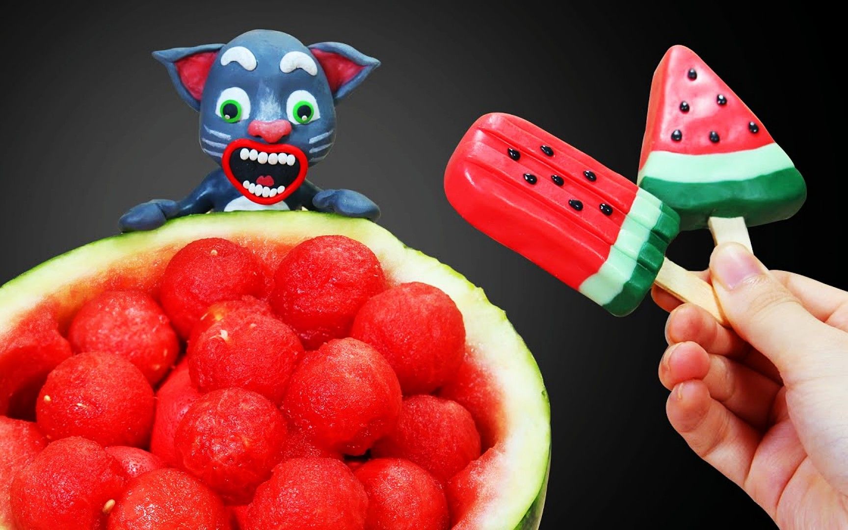 美食动画:汤姆猫挑战西瓜花新吃法,冰冰凉凉的大西瓜你想吃吗?