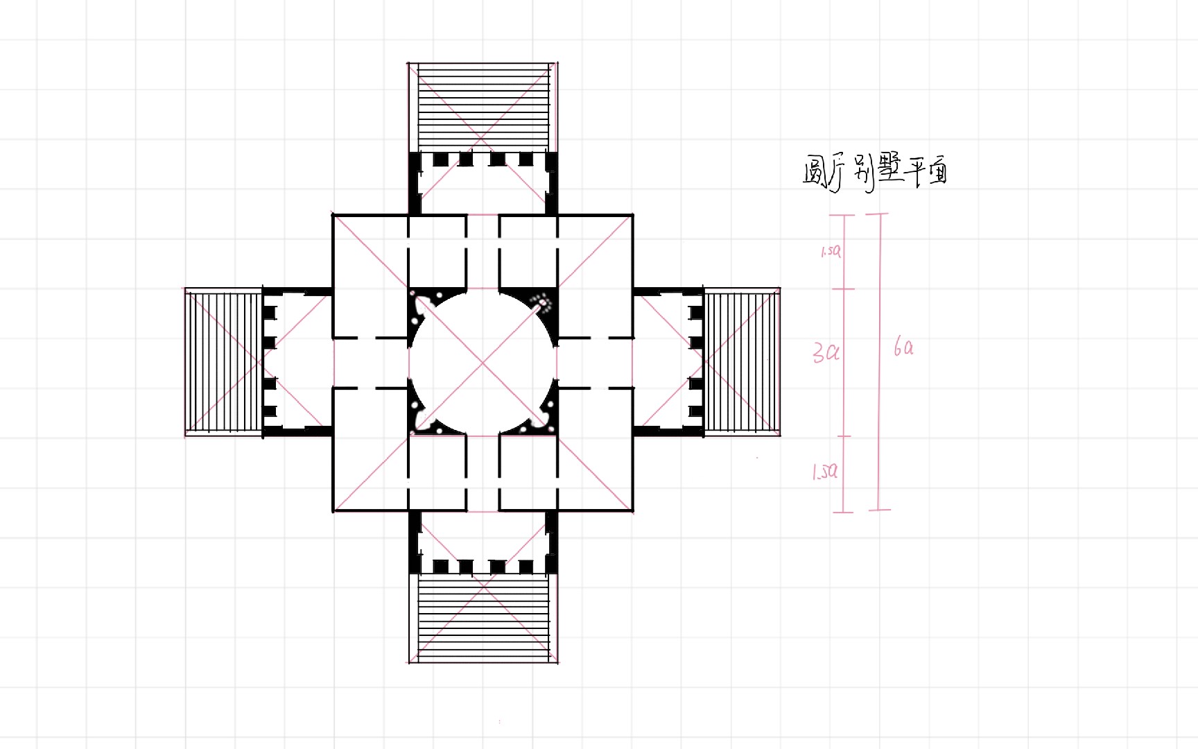 圆形别墅平面图图片