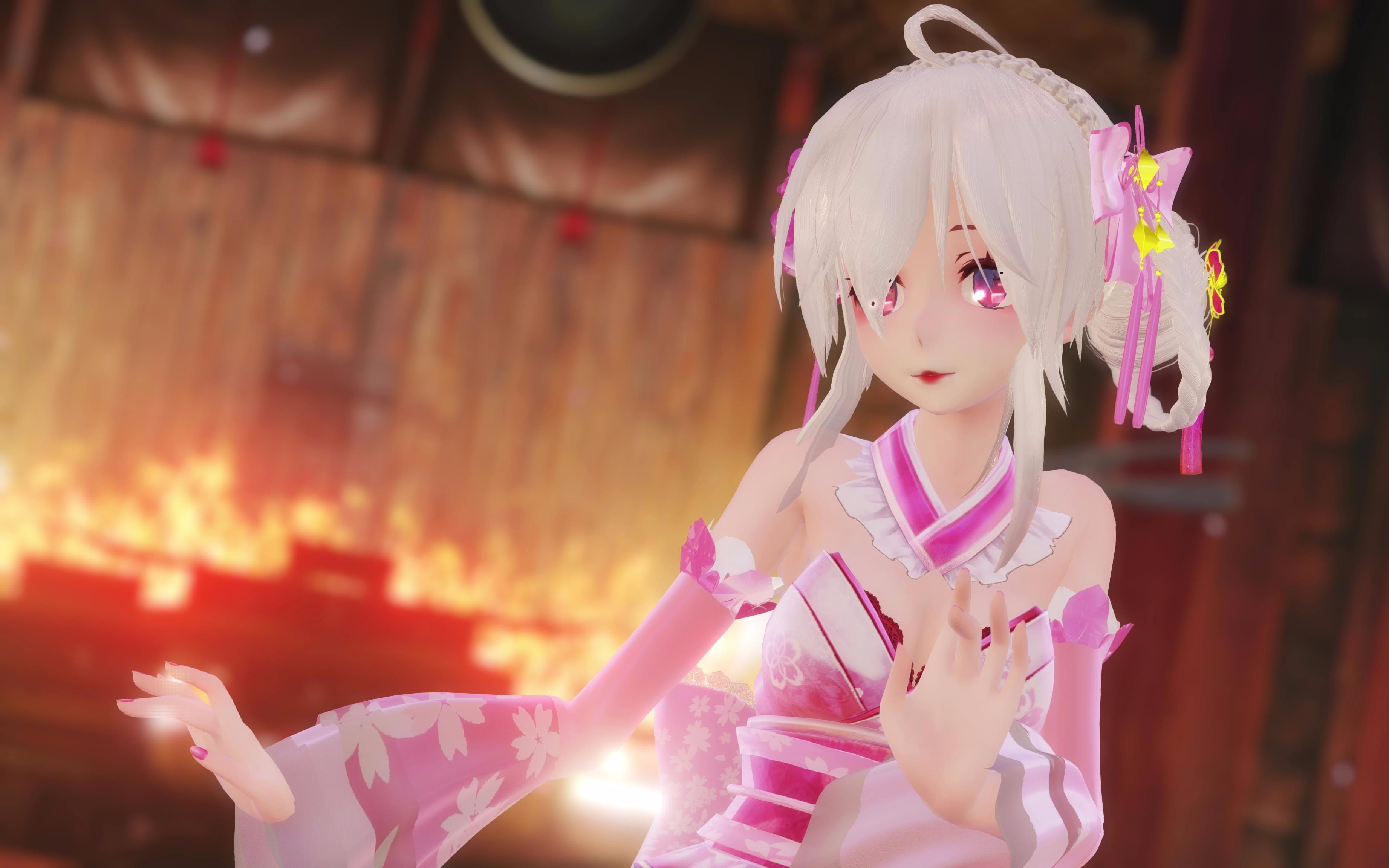 古风唯美牵丝戏晚樱和服弱音