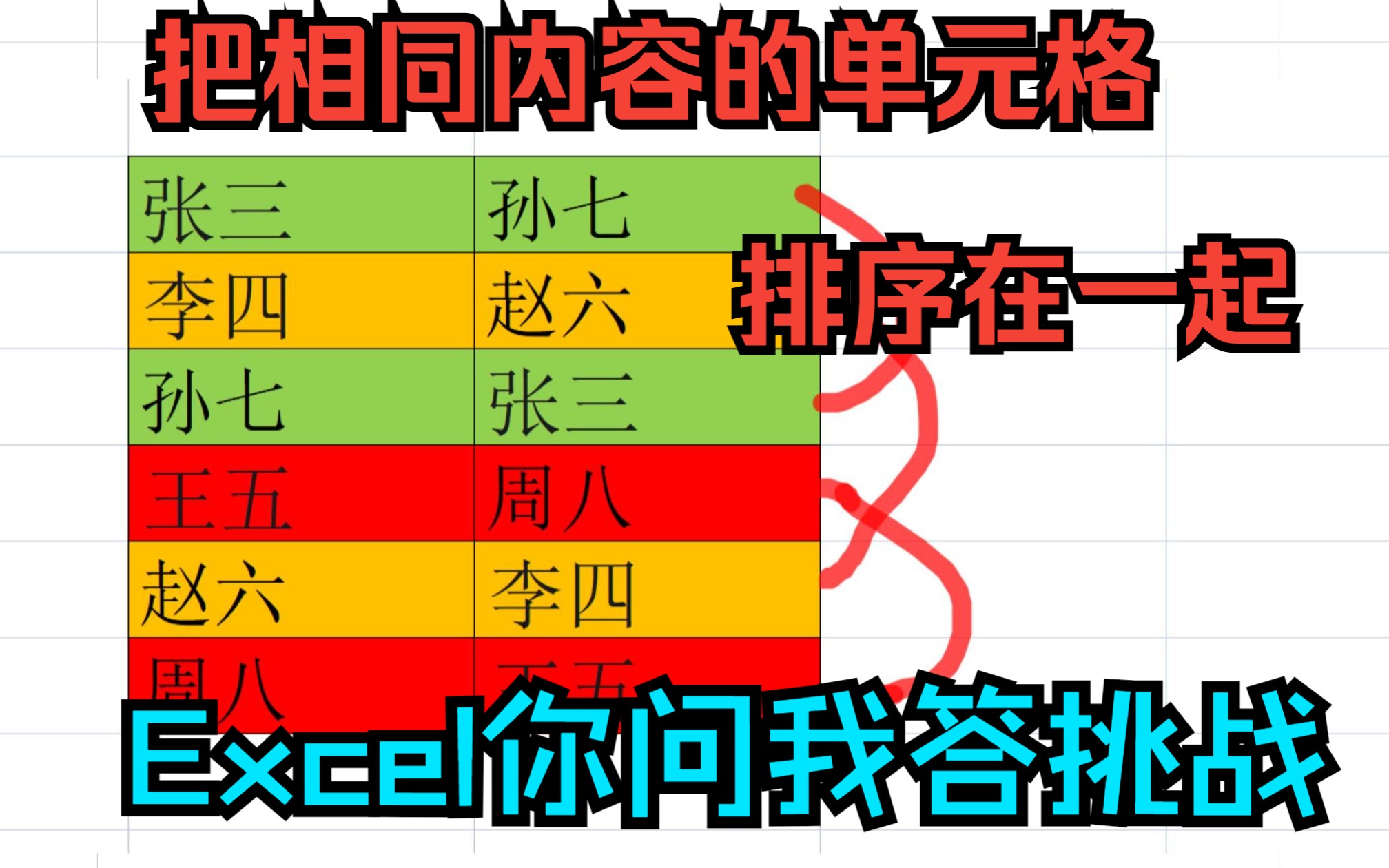 《Excel你问我答挑战》奇怪排序,把相同内容排序在一起,AABB跟BBAA排序在一起哔哩哔哩bilibili