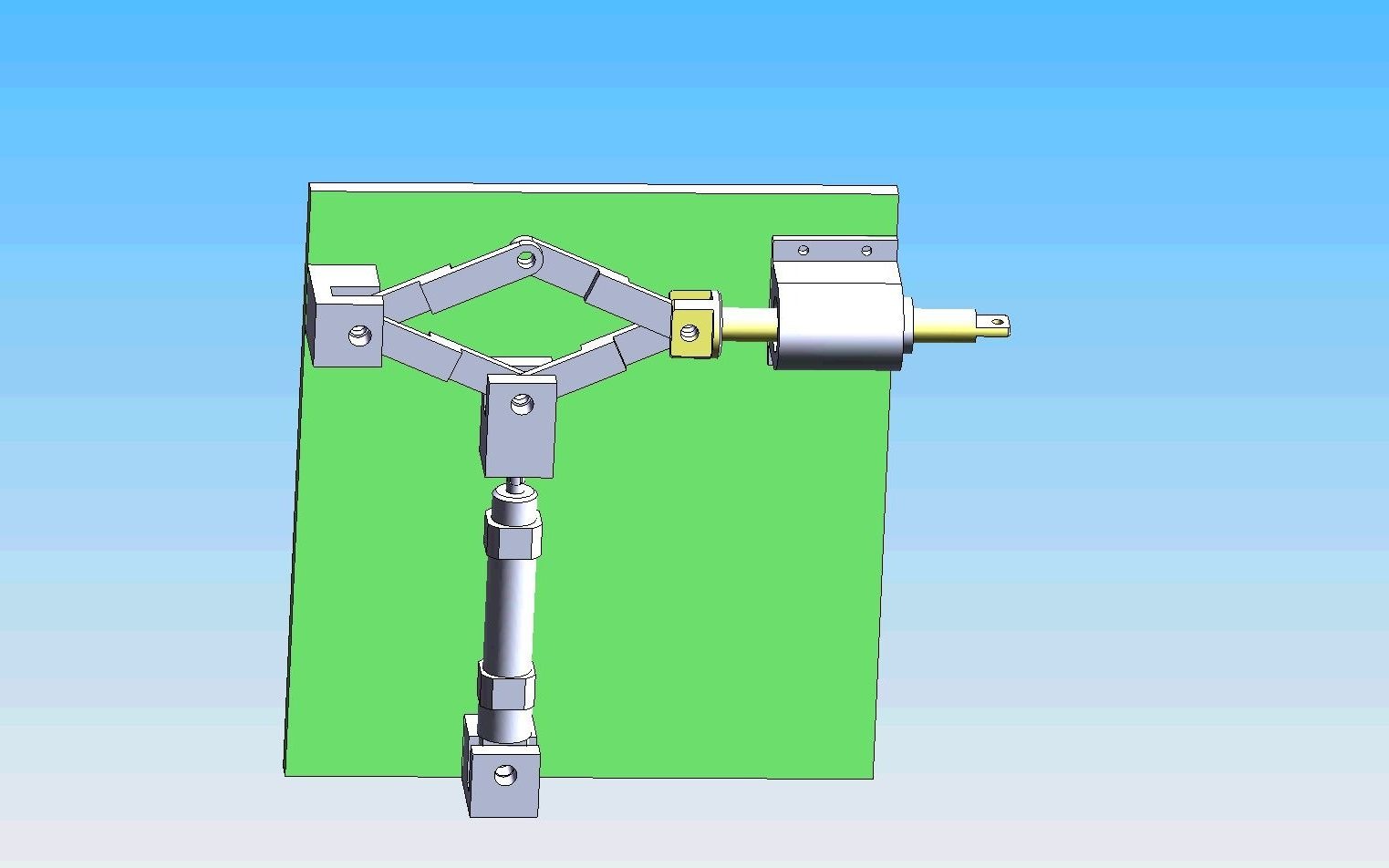 摆转气缸转换为直线运动机构原理展示composer动画设计_哔哩哔哩 (゜