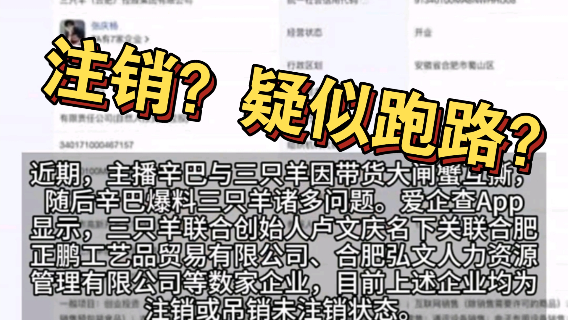 重磅消息,三只羊集团创始人卢文庆名下其他企业均已注销哔哩哔哩bilibili