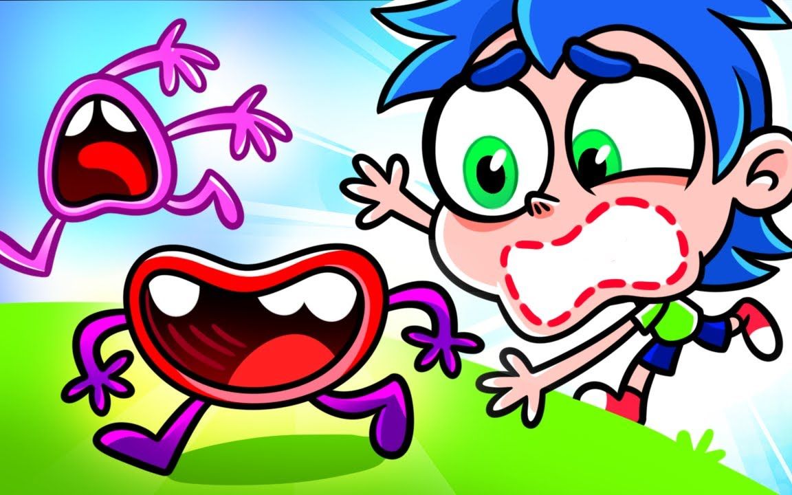 益智动画:小蓝的嘴离家出走了,勇敢机智的小伙伴快帮他找回来!