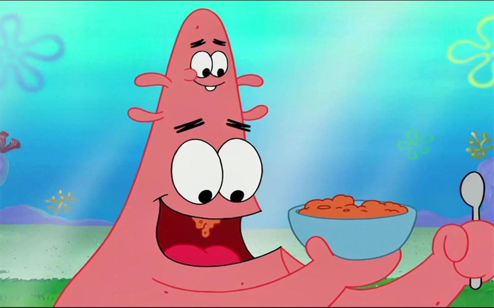 派大星吃饭真恶心,一张嘴嚼碎,自己等着咽下去!