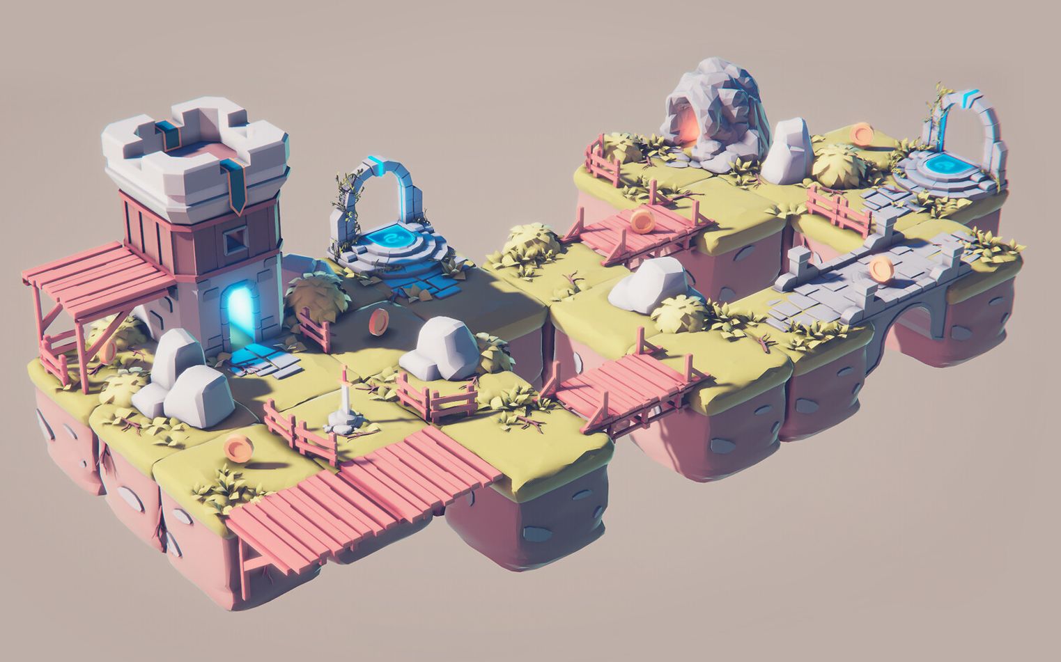 在blender和unity中创建白天/黑夜低多边形场景