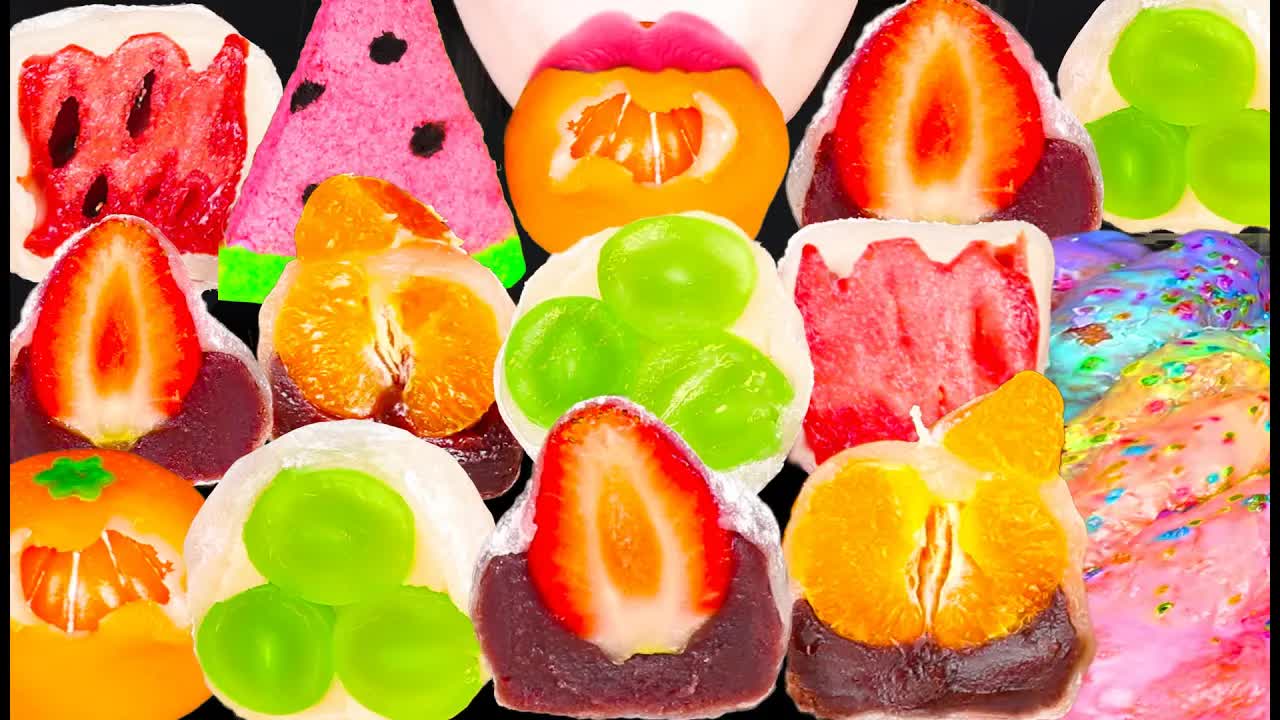fruit rice cake水果糯米糕strawberry watermelon tangerine 吃房