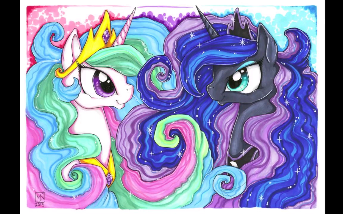 【搬运手绘】mlp -两个姐妹:塞拉斯蒂娅和露娜_哔哩哔哩 (゜-゜)つロ