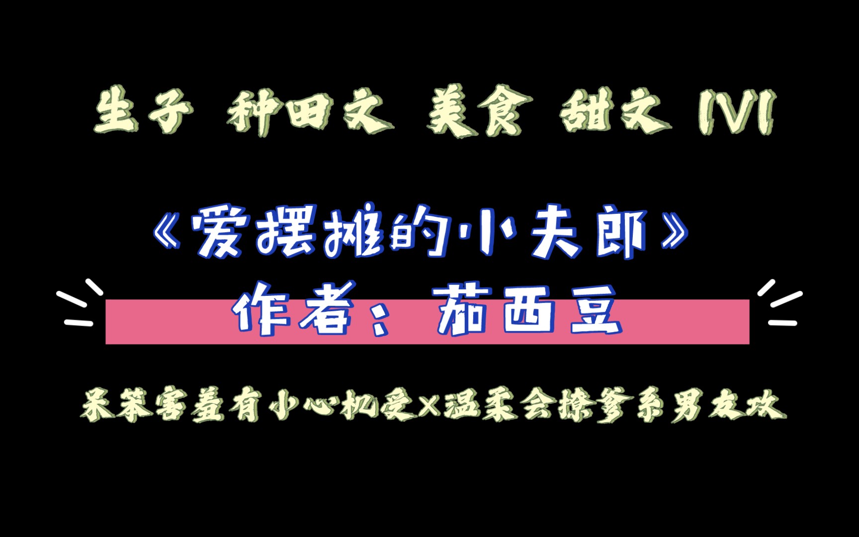 [图]《爱摆摊的小夫郎》作者：茄西豆 生子 种田文 美食 甜文 呆笨害羞有小心机受×温柔会撩爹系男友攻