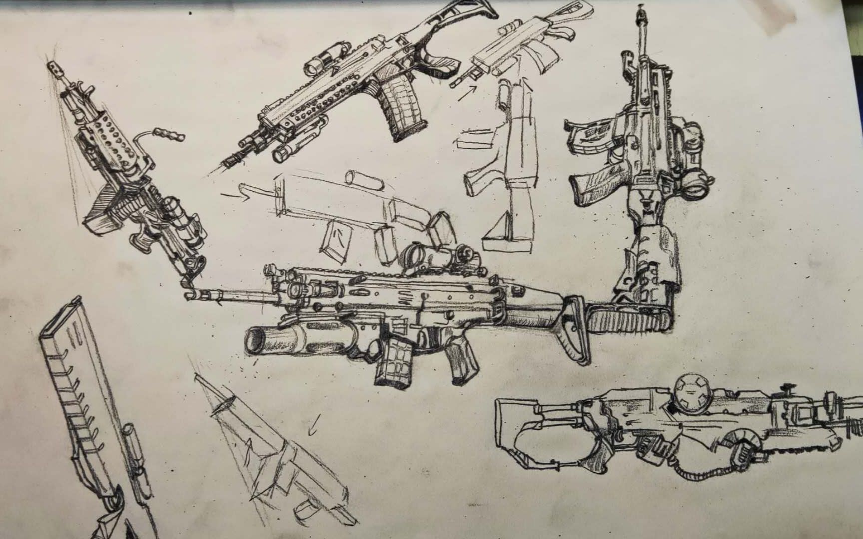 枪支速写速写就是要哦积累各种素材
