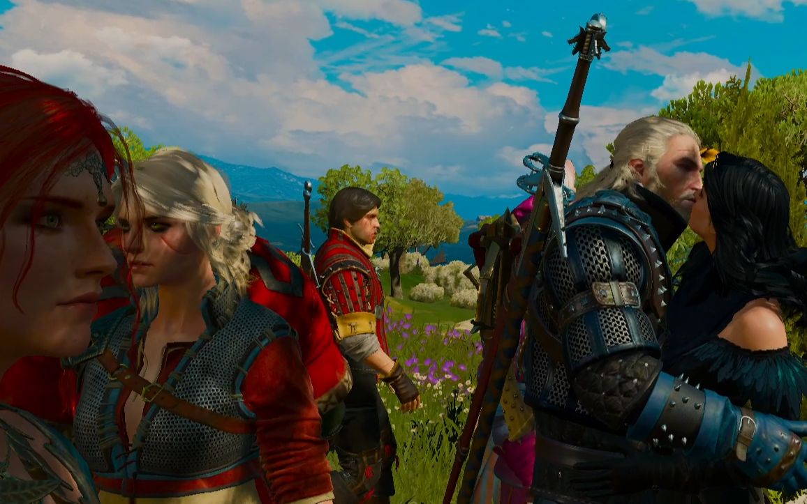 巫师3当杰洛特当着所有人的面跟椰奶亲吻会怎么样?画面太刺激了!