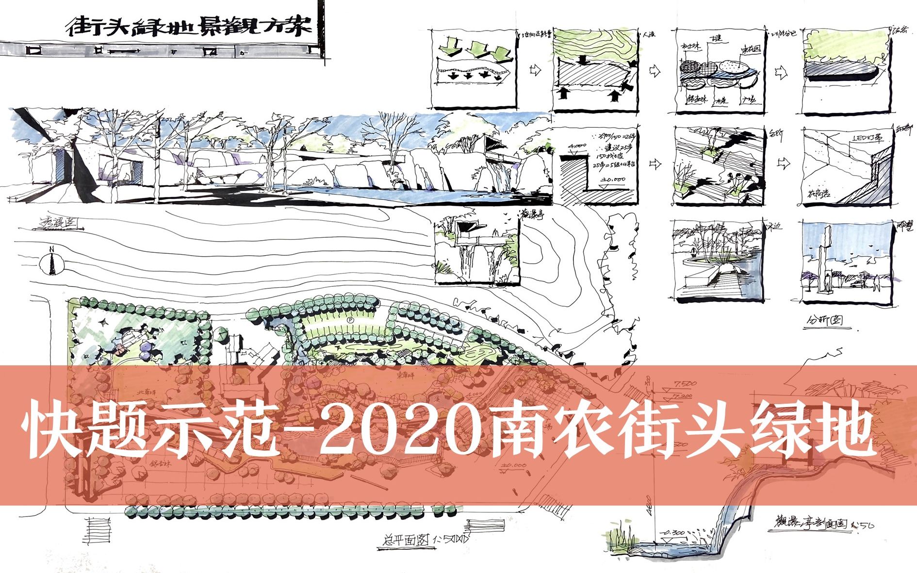 【快题示范】2020南京农业大学风景园林快题城市街头绿地设计哔哩哔哩bilibili