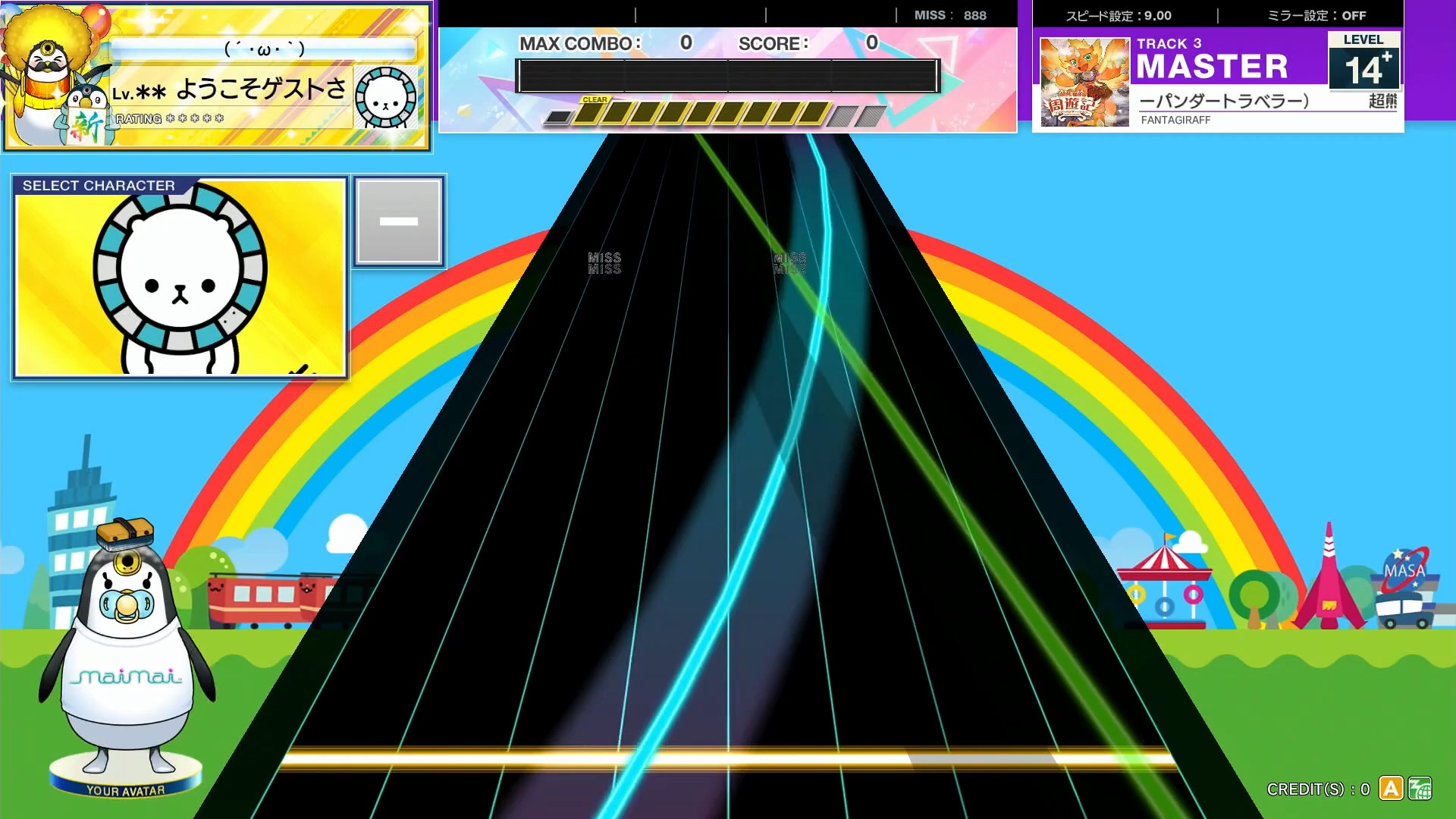 【CHUNITHM/中二节奏】谱面确认 超熊猫的周遊記（ワンダーパンダートラベラー）[MASTER 14+］ (流速9.0)