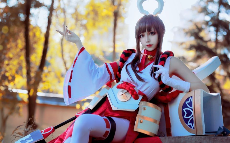 bala爱你哟小姐姐cos王者荣耀伽罗花见巫女你我的姓名将湮灭于野火