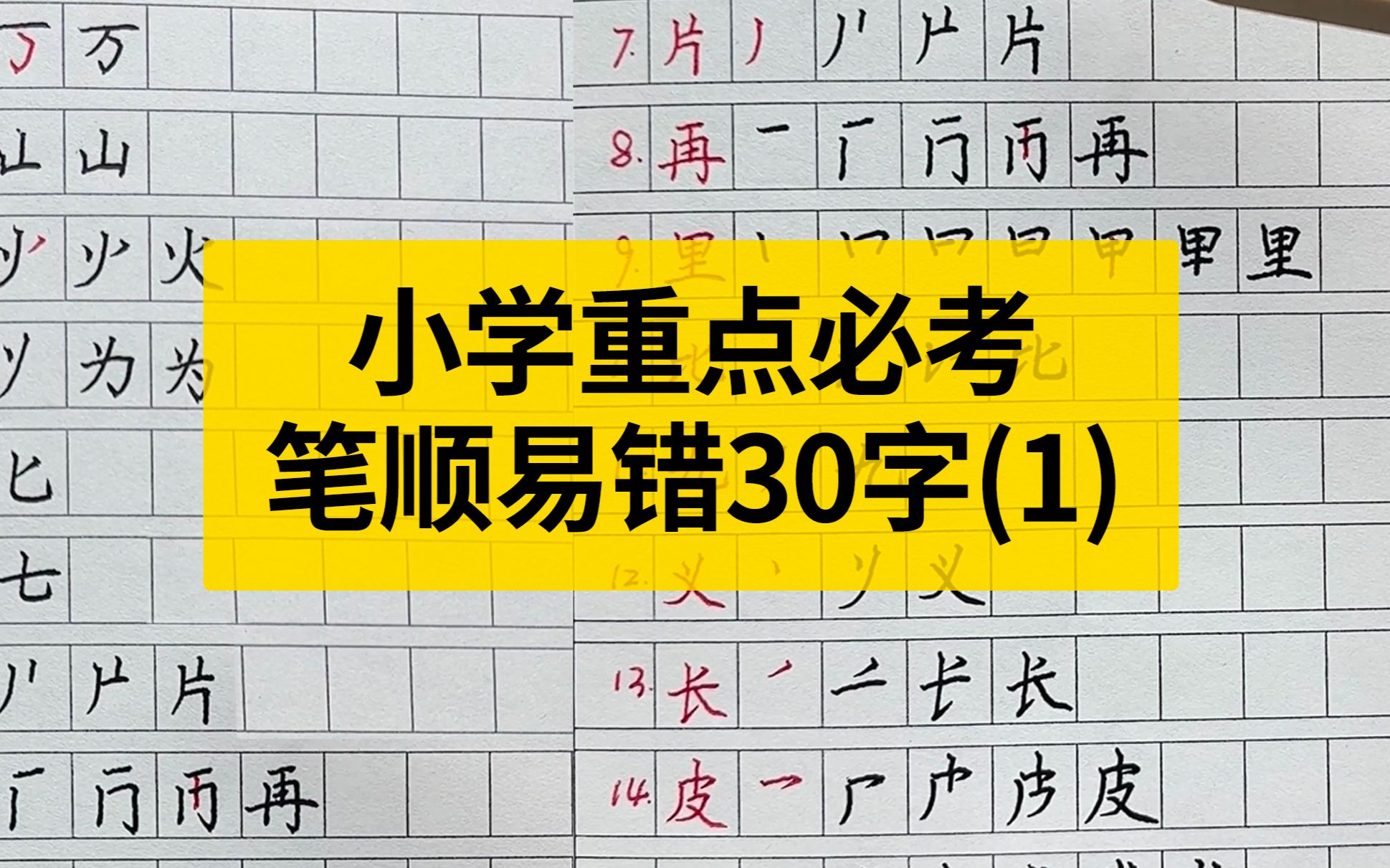 小学重点必考,笔顺易错30字(1)