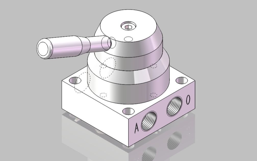 SW建模“三位四通手动换向阀”录屏哔哩哔哩bilibili