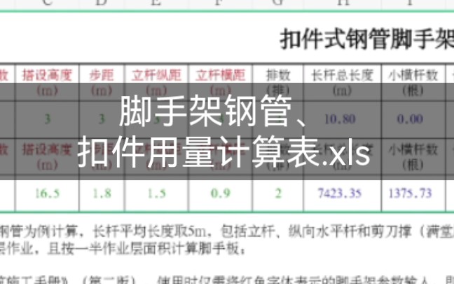 [图]脚手架钢管、扣件用量计算表.xls