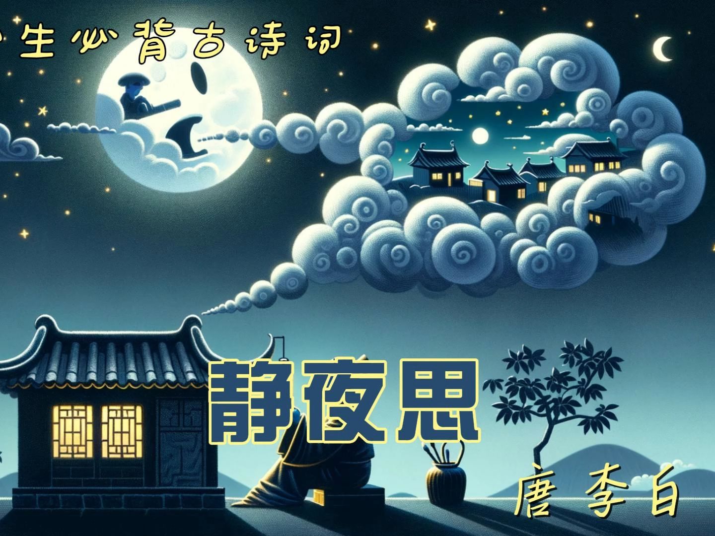 小学生必背古诗17《静夜思》使用ai原文绘画,脑洞大开,爆笑!