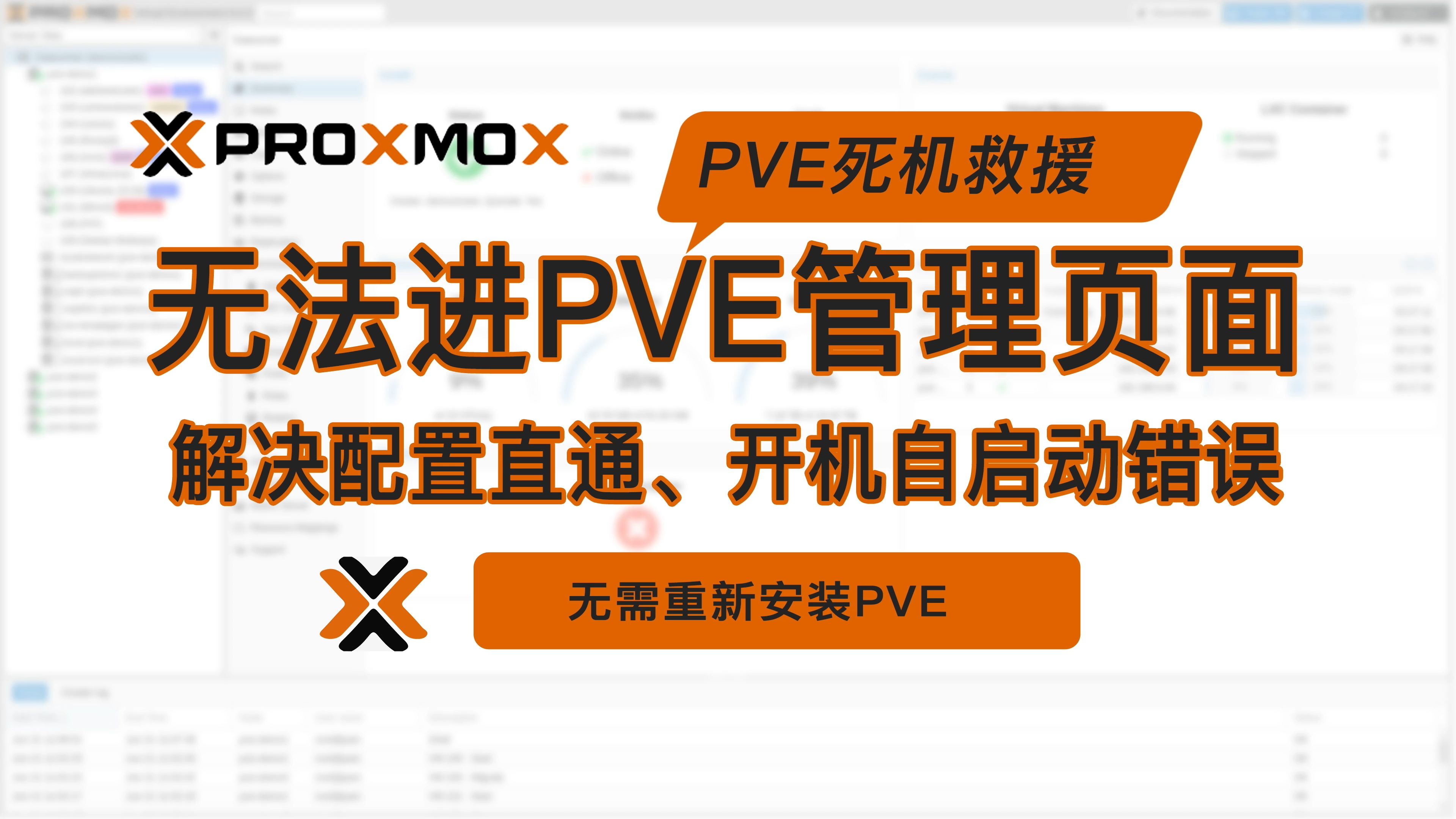 PVE(Proxmox Virtual Environment)虚拟机配置有误、直通错误、设置了开机自启动等,导致PVE卡死机无法进入web管理页面的解决方式-