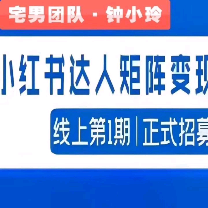 宅男团队-钟小玲 小红书达人矩阵变现一期