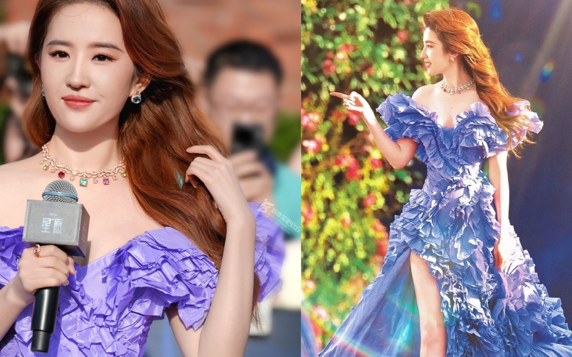 狠狠羡慕了!刘亦菲紫色公主裙美出天际,现场大方回应男粉表白
