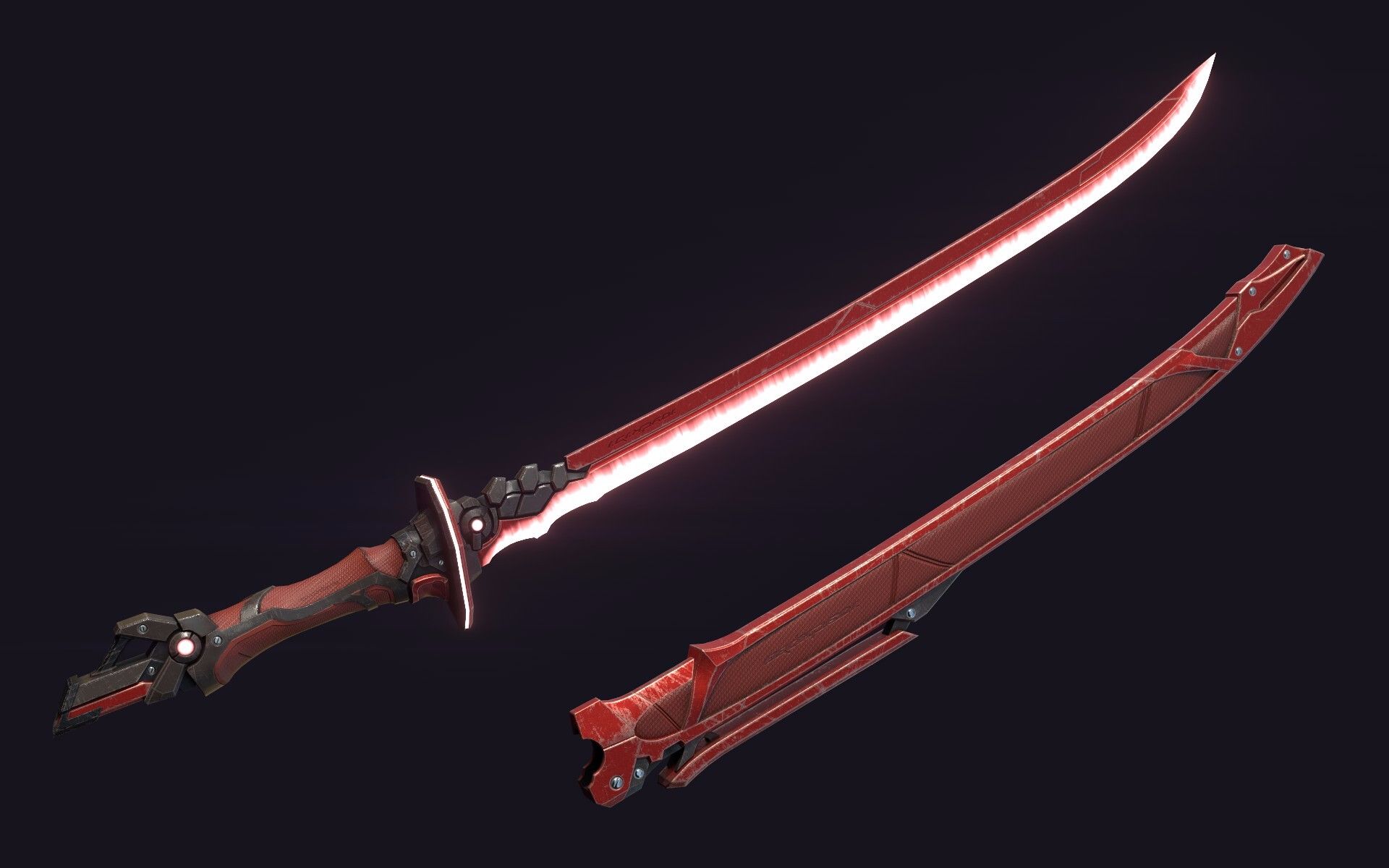 前方视频高能极致美学猩红斩月刀模型制作完