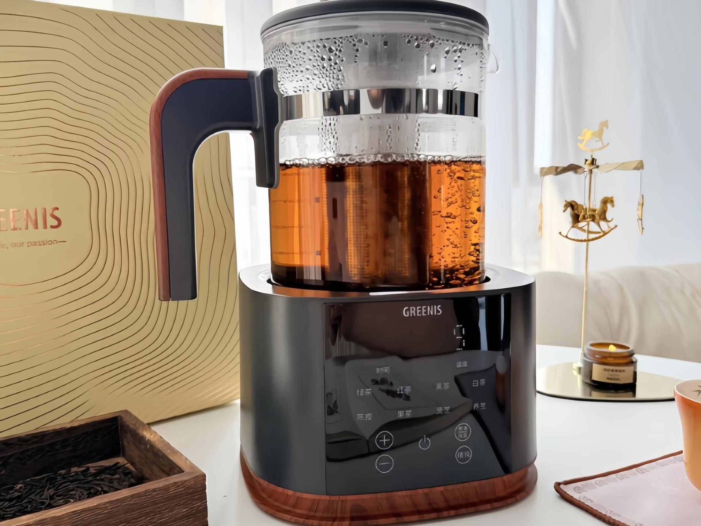 格丽思（GREENIS）煮茶壶 喷淋式煮茶器纯钛养生壶烧水壶泡茶壶一体机全自动保温壶蒸茶壶新款高档大气礼盒 喷淋式煮茶器 (深空灰礼盒装-直筒+喷淋双茶漏)