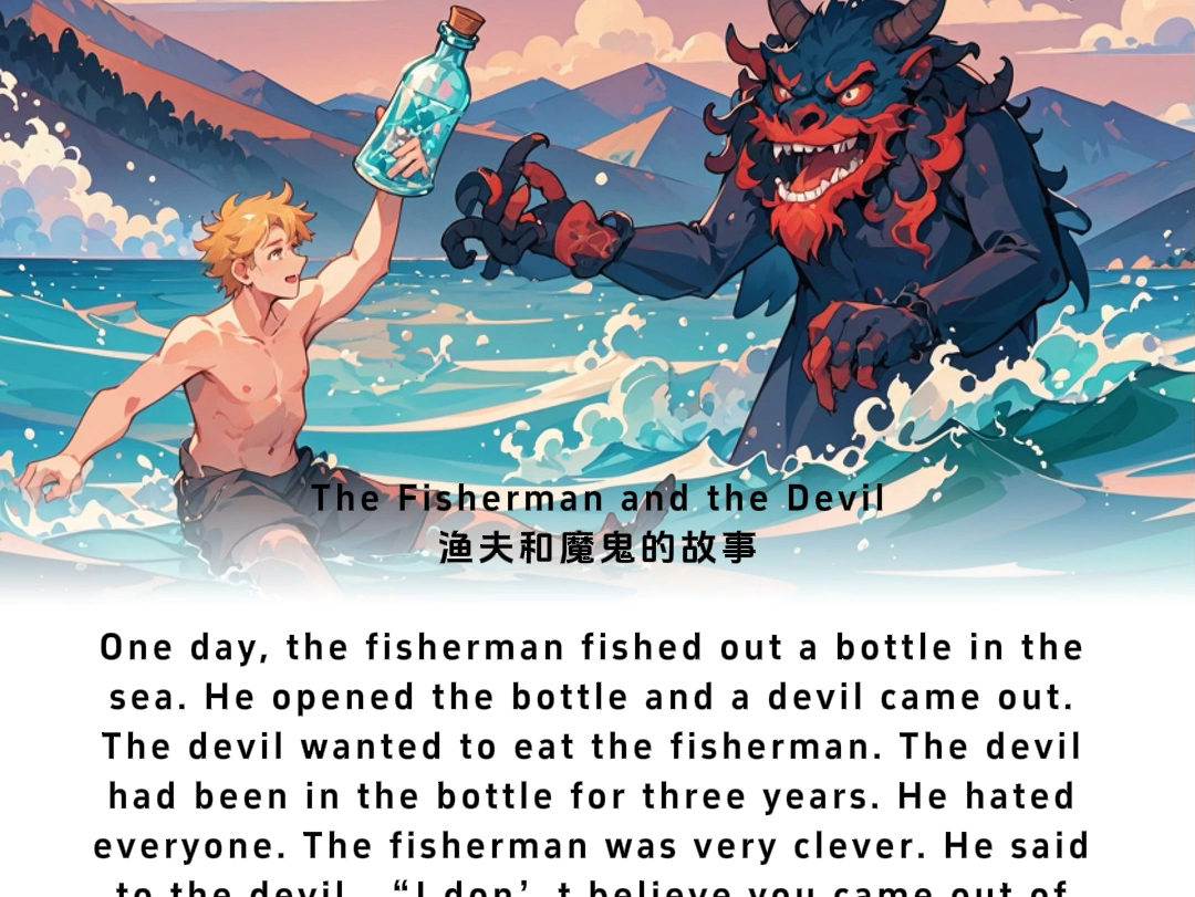 英语故事|渔夫和魔鬼-小辣椒英语阅读-小辣椒英语阅读-哔哩哔哩视频