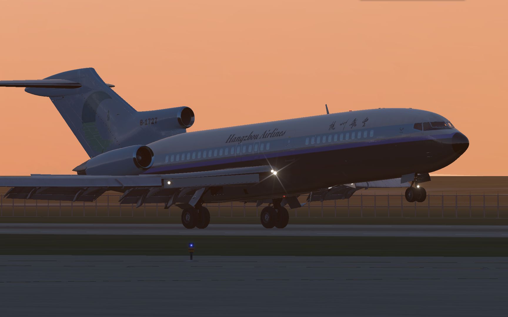 【xplane11】虚拟杭州航空boeing727软降总部萧山06