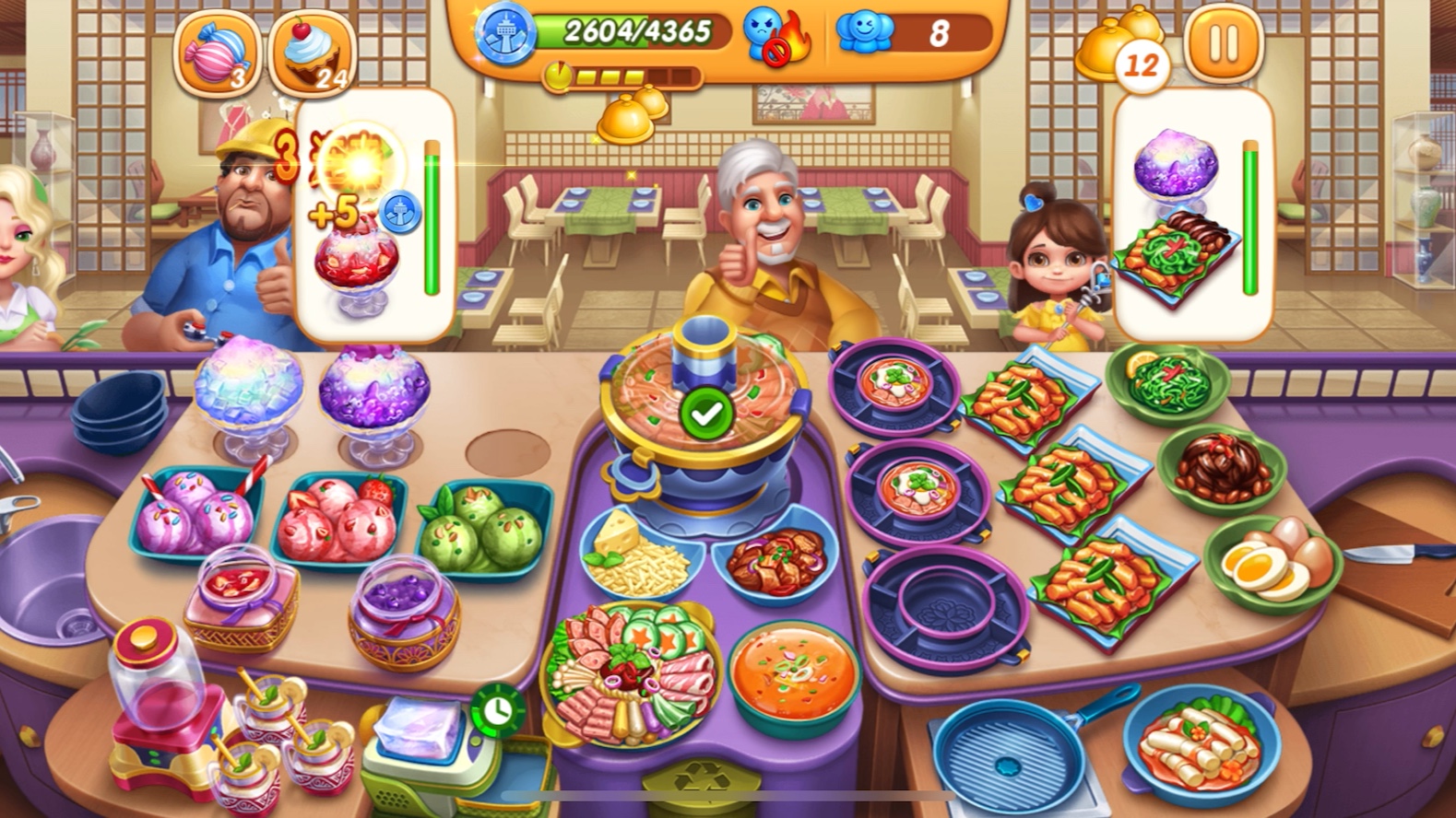 小镇大厨:首尔小镇部队锅店 28关二星 靠的就是手速连击