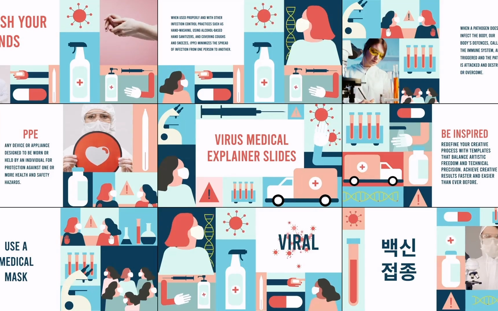 打喷嚏医生护士男孩女孩病原体输血洗手药丸温度计肺部防毒面具救护车