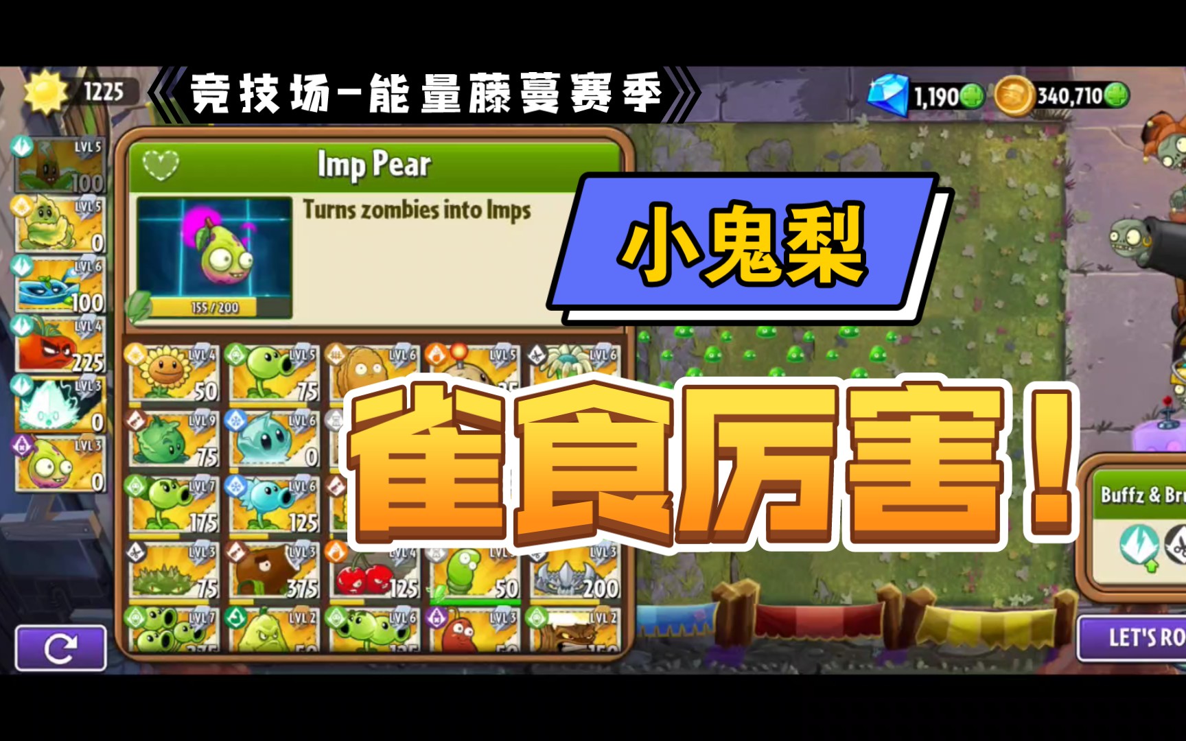 【十三/pvz】小鬼梨雀食厉害!(竞技场-能量藤蔓赛季)_手机游戏热门视
