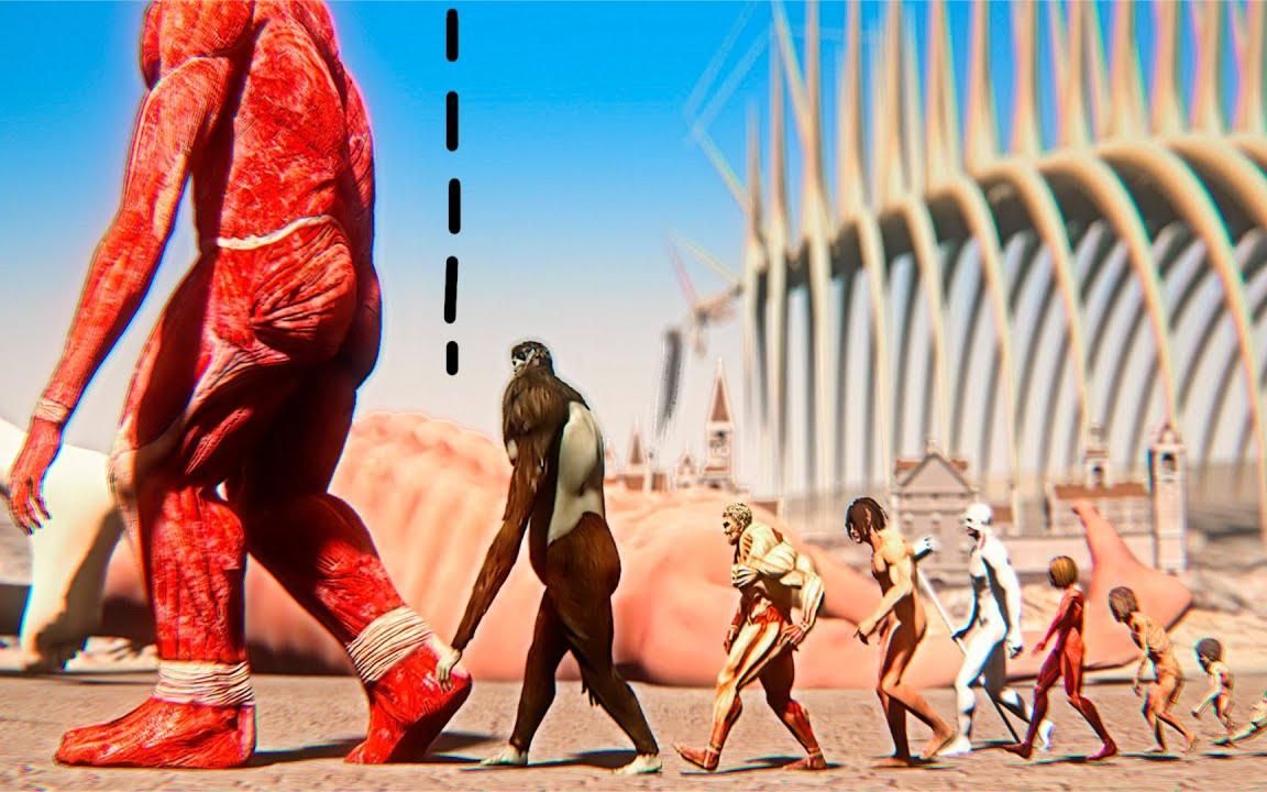 2021巨人身高对比,始祖巨人才120m,地鸣艾伦面前完全不够看 - 视频