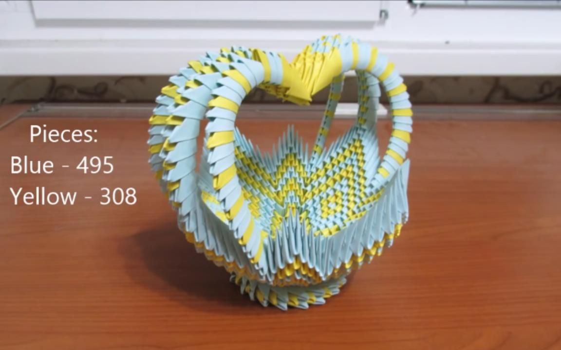 3d origami  三角插工艺  如何制作心形3d折纸大花篮  diy纸工艺教程