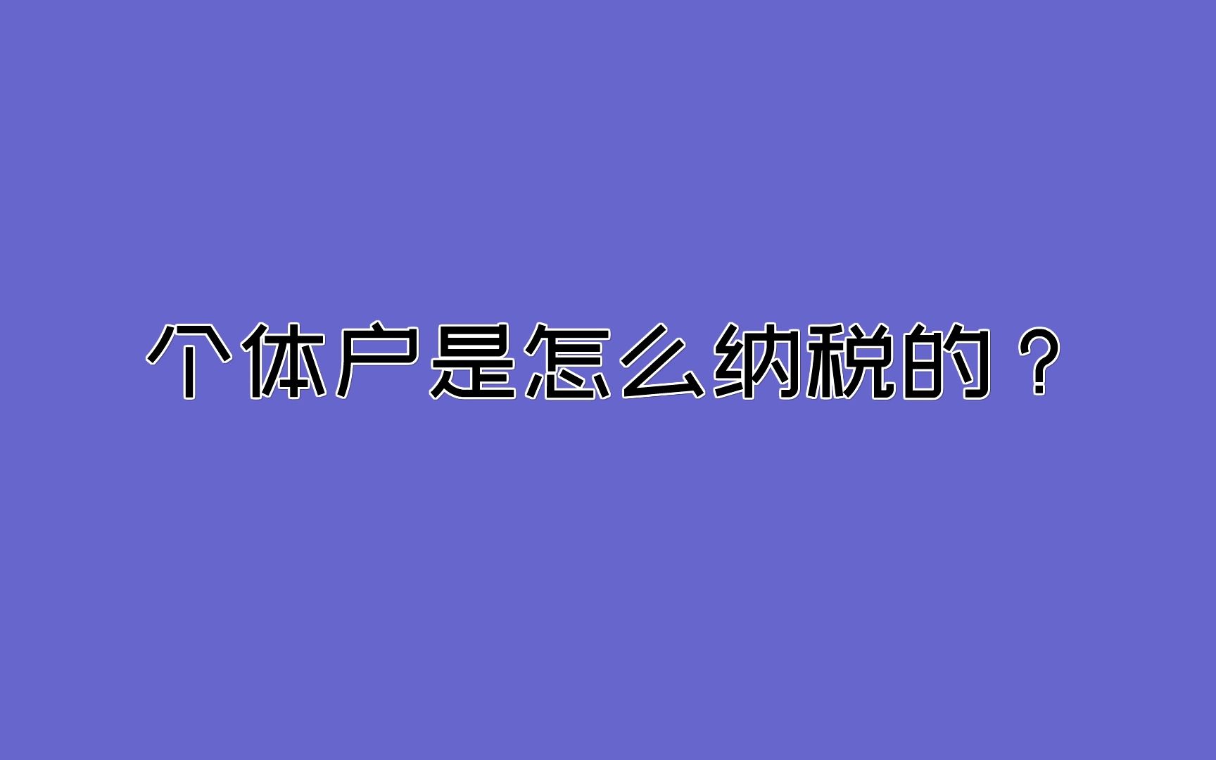 个体户是怎么纳税的?哔哩哔哩bilibili