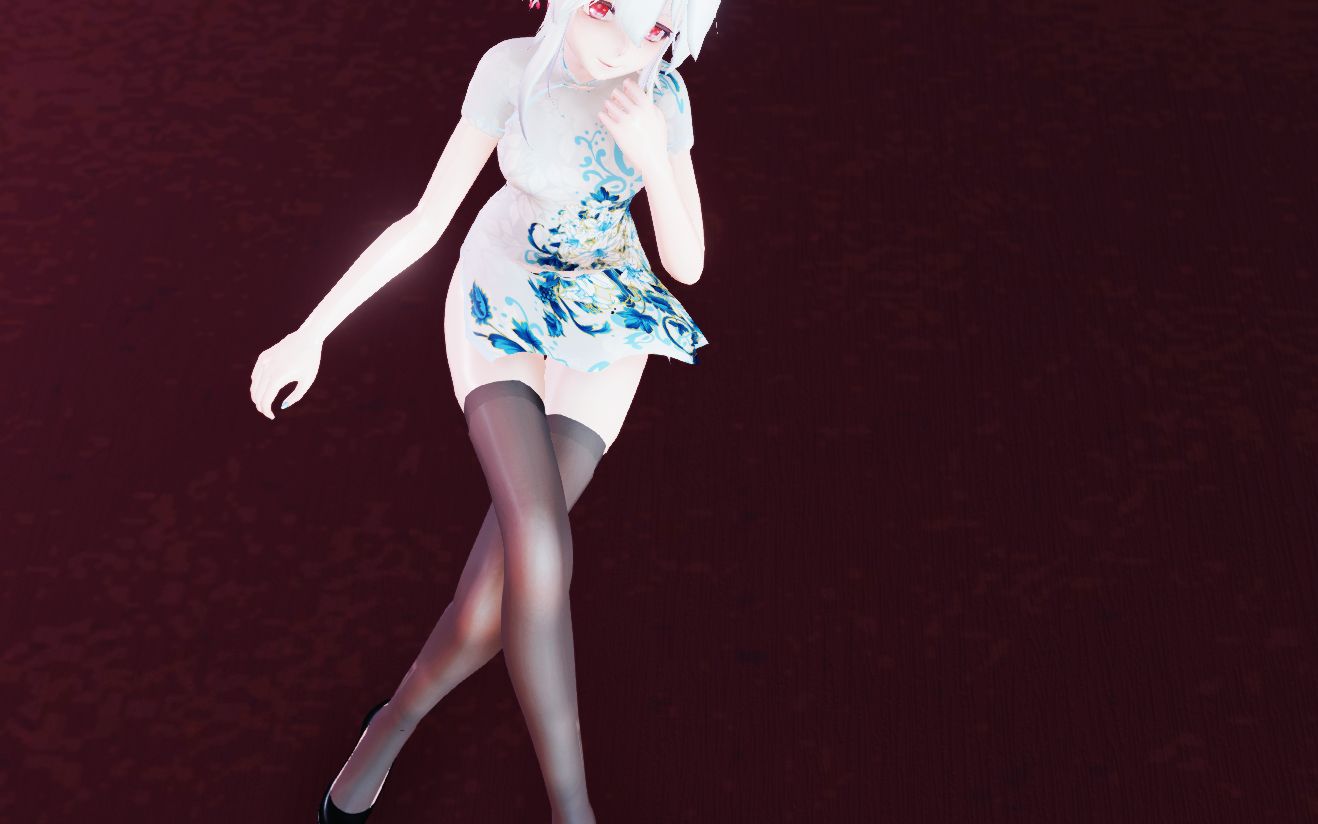 弱音弱音短旗袍过膝袜朱唇粉面玉软花柔