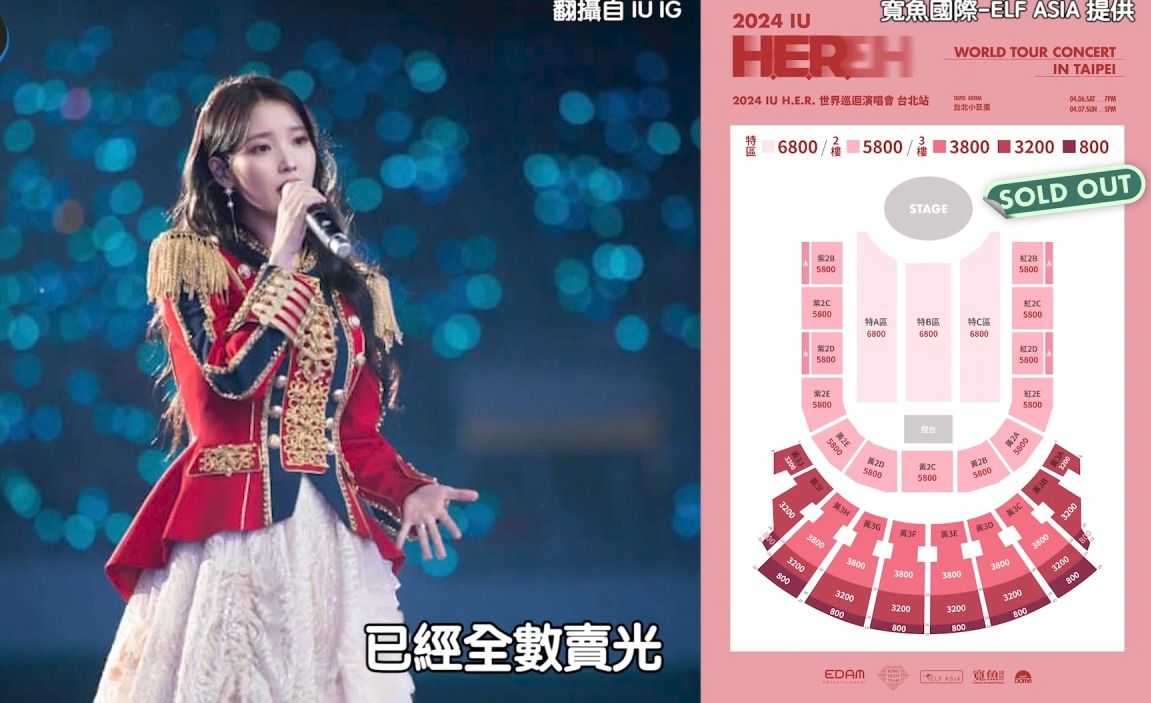 【IU】 知恩4月台北小巨蛋演唱会门票开卖瞬间网站瘫痪,粉丝一片哀嚎 ,2万张秒售罄,5,6人抢一张,70万人同时在线抢票哔哩哔哩bilibili