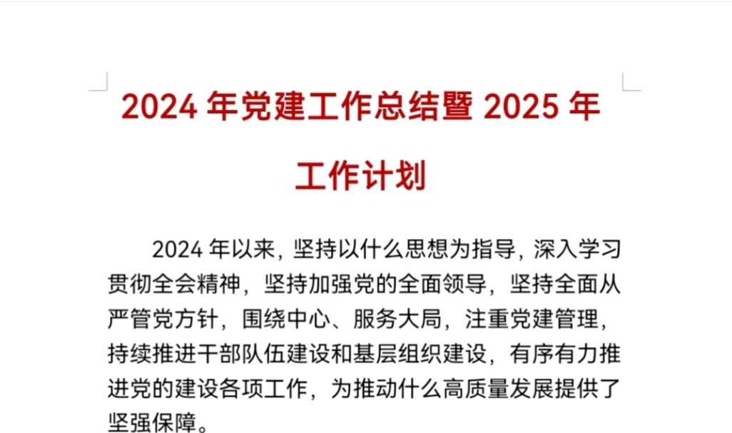 2024年党建工作总结暨2025年工作计划哔哩哔哩bilibili