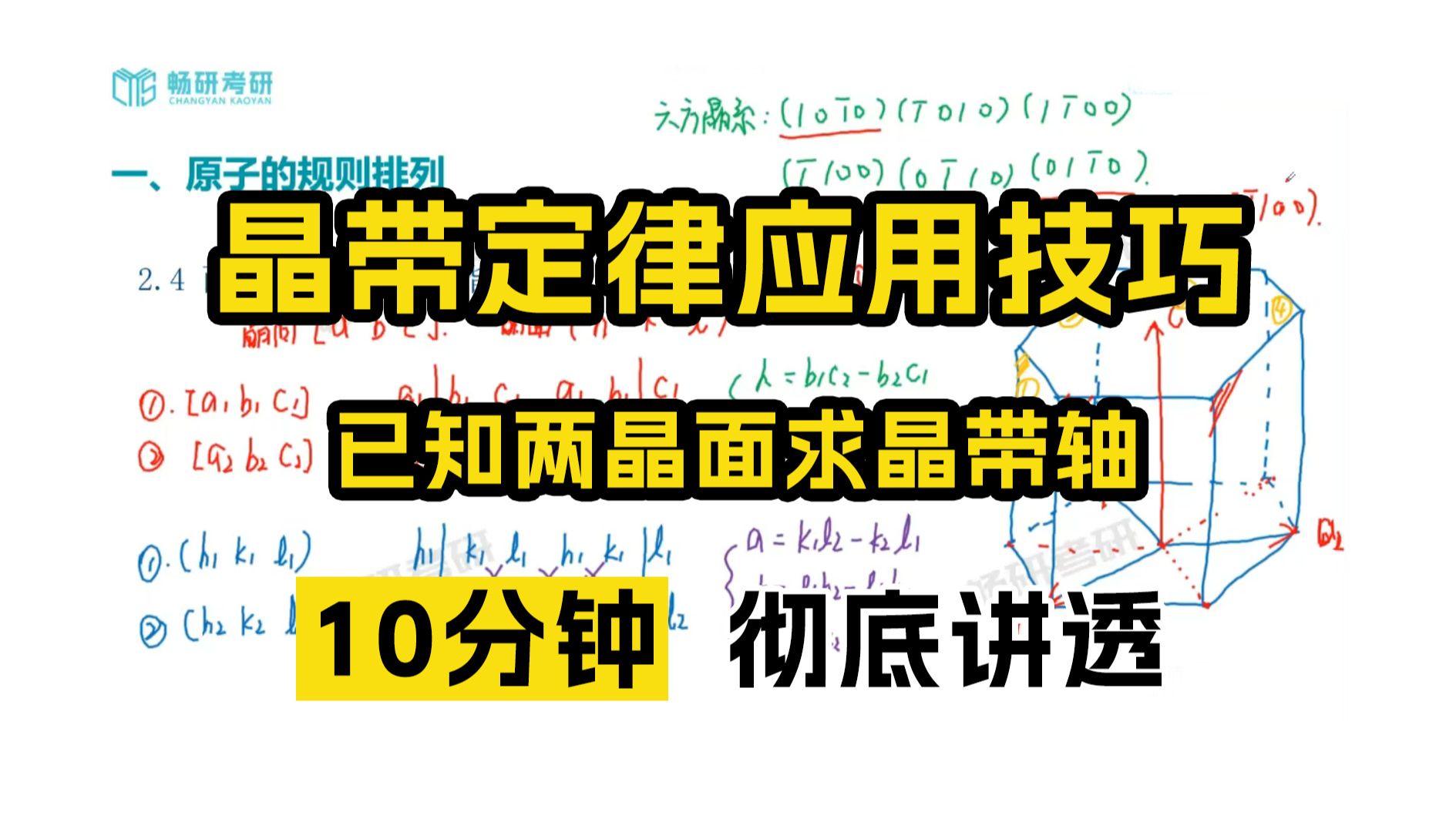 【10min讲透】晶带定律应用技巧:已知两晶面求晶带轴哔哩哔哩bilibili