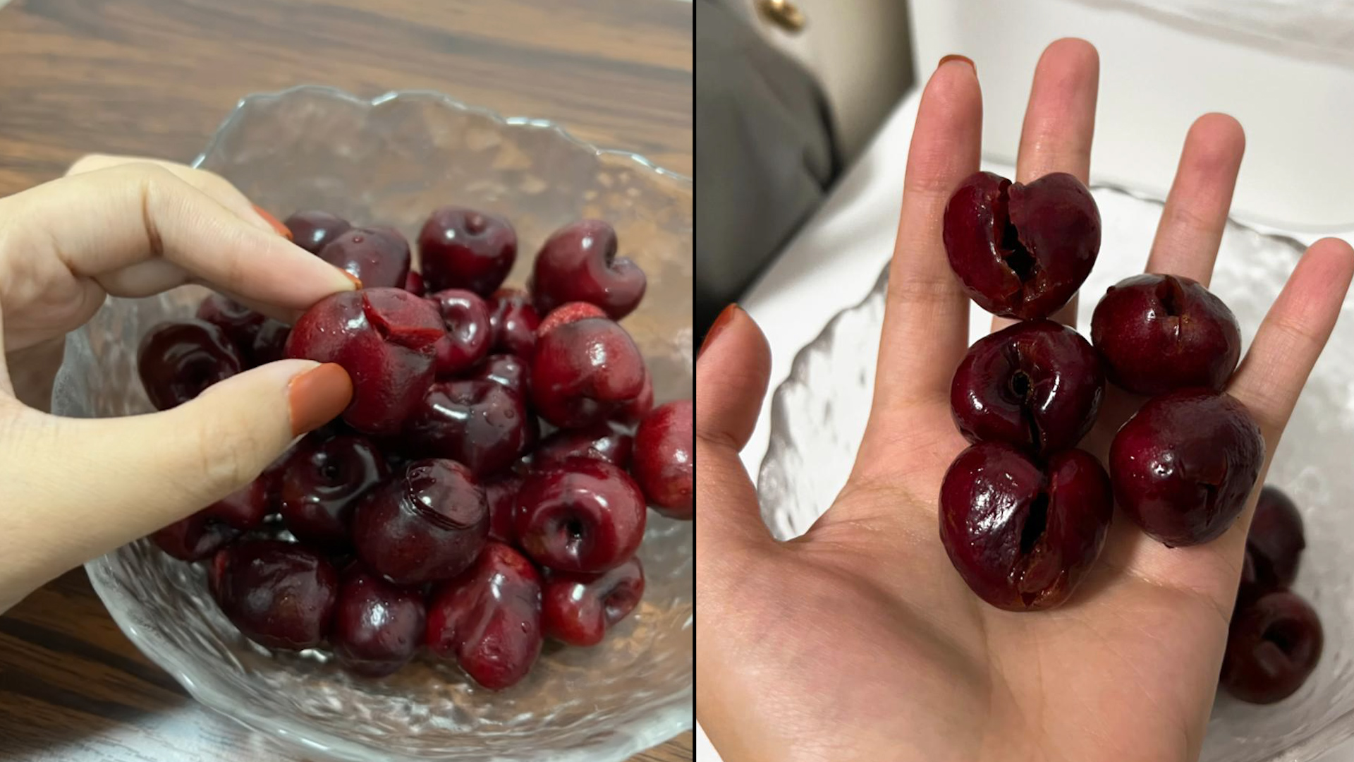 女子吃车厘子以为坏了,仔细一看男友将核全部去掉,就因头天一句话