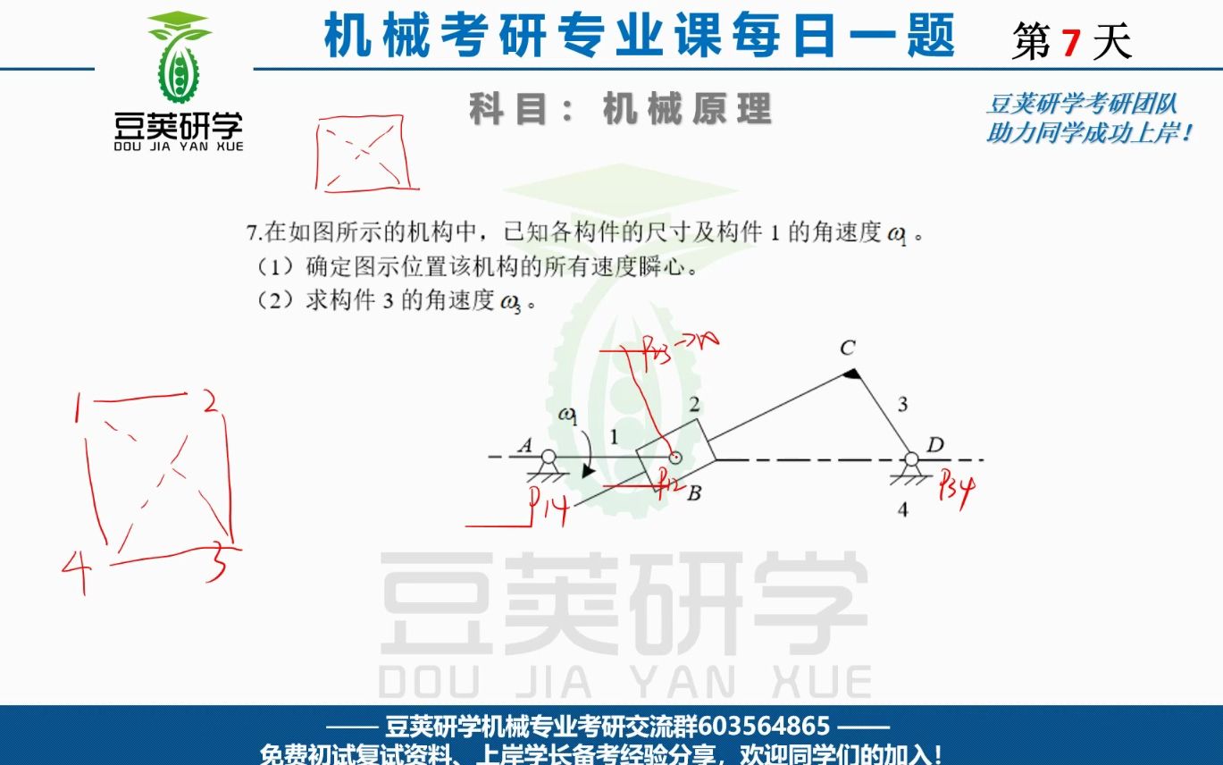 [图]机械原理考研每日一题—机构的运动分析