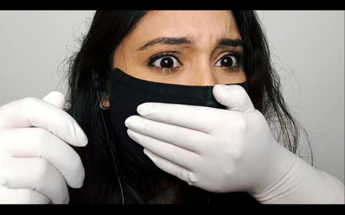 the v j 用带乳胶手套的手捂住你的嘴 轻微的耳语 手部触发_哔哩哔哩