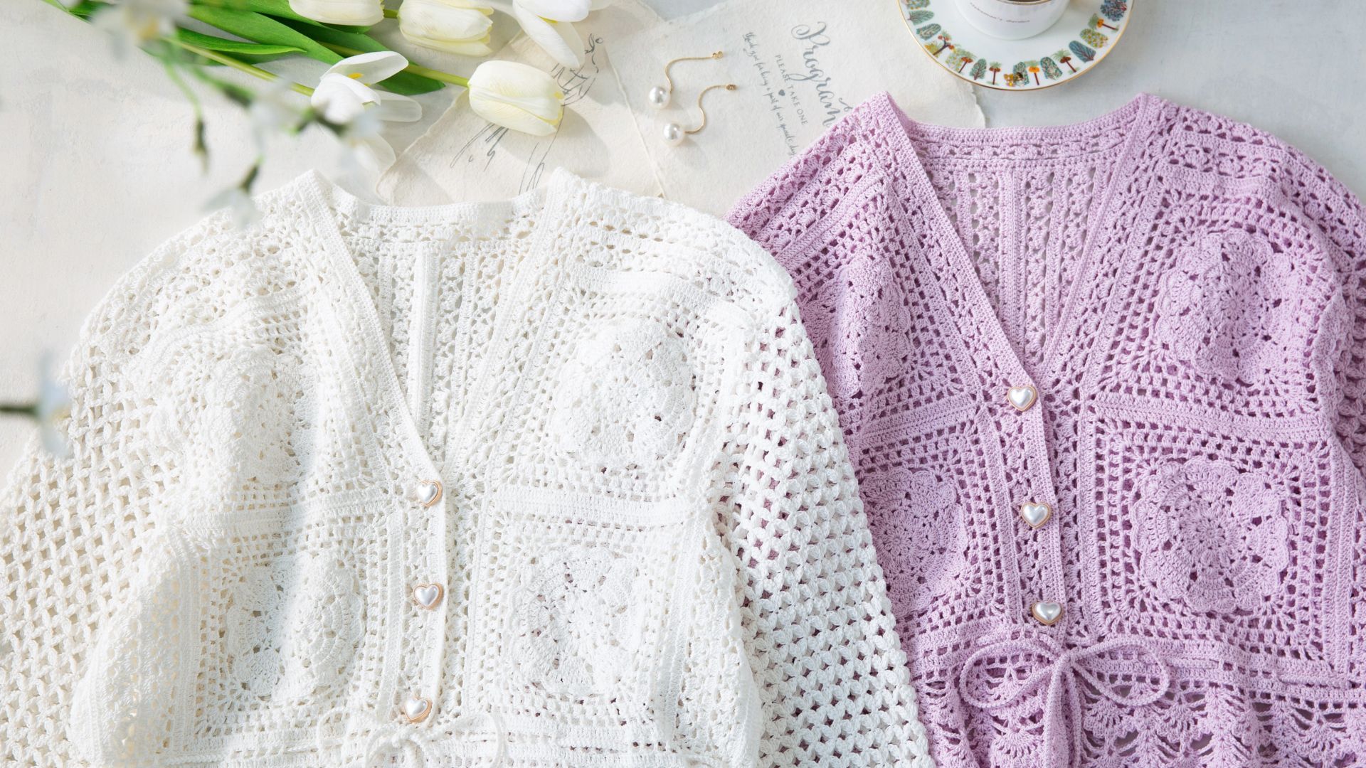 【sa2793】苏苏姐家_钩针悬铃蕾丝开衫_编织视频教程