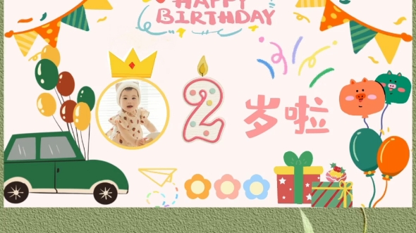 宝宝2周岁生日两周岁生日派对电子邀请函,生日邀请函电子请柬制作方法