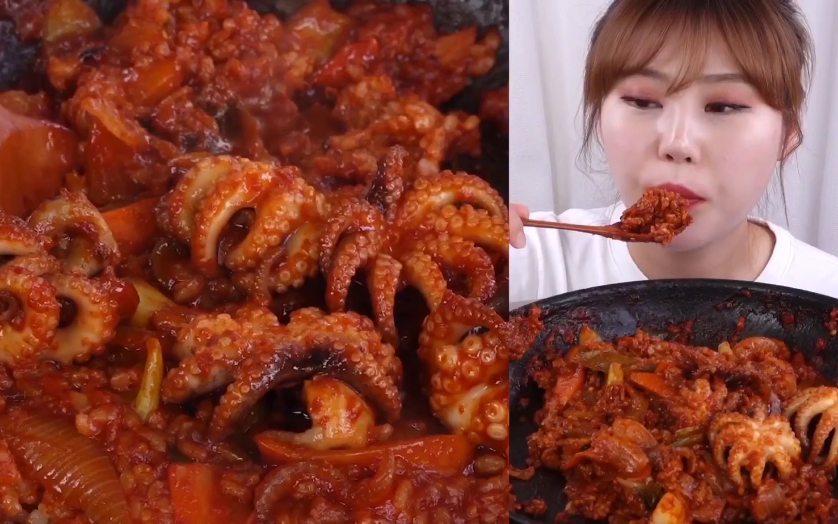 asmr mukbang 韩国吃播 吃韩式辣炒八爪鱼 辣炒八爪鱼炒饭 g-nitv