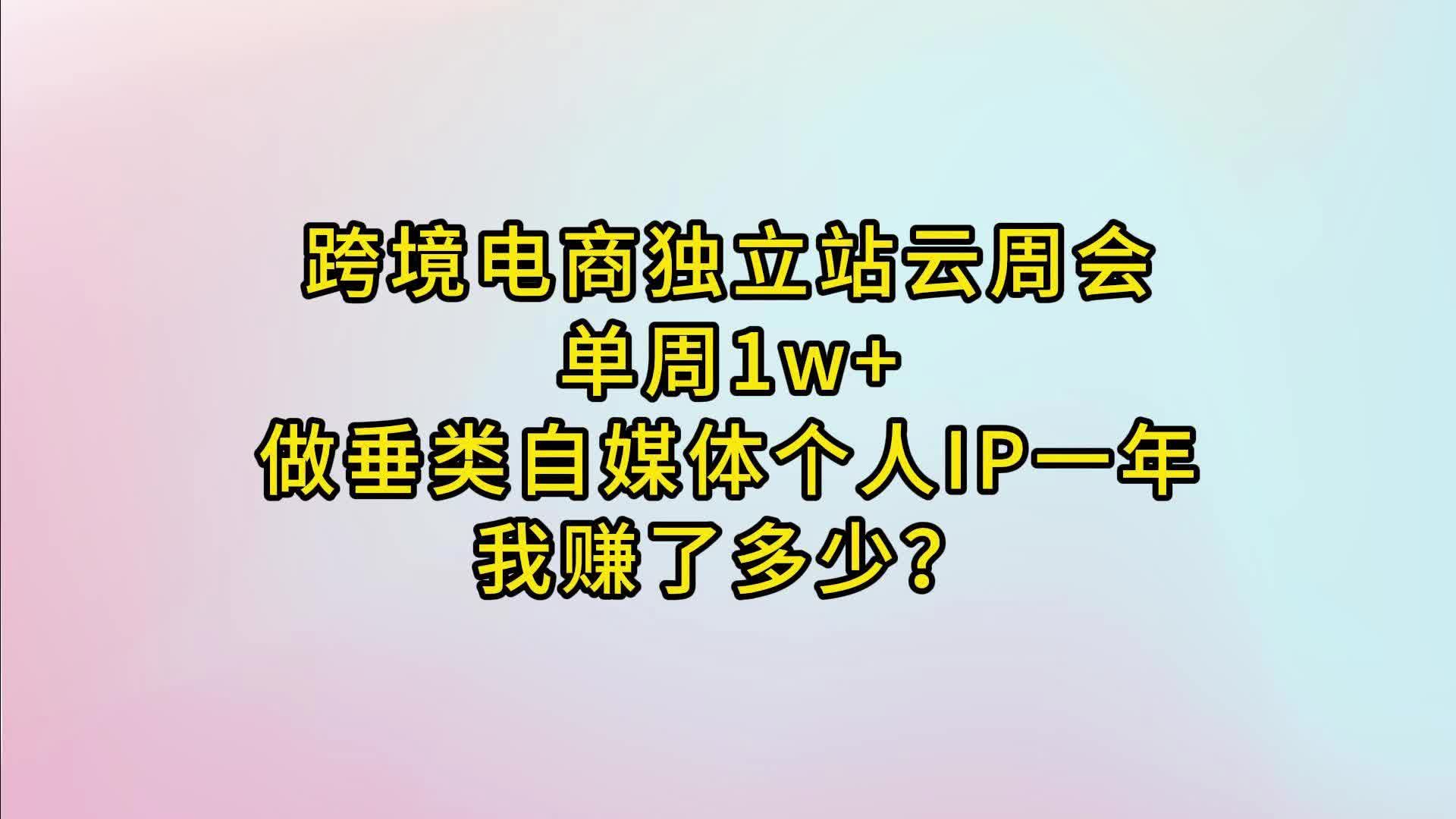 单周1w+|做跨境电商独立站垂类自媒体个人IP一年,我赚了多少钱?哔哩哔哩bilibili